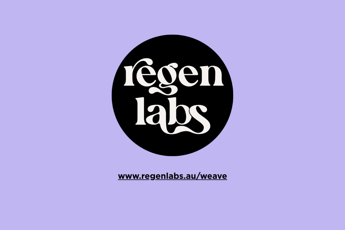 Black “regen labs” logo with stylised text on a light purple background.